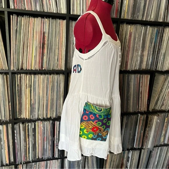 FLUFFHEAD mini dress pocket fishman donuts PHISH upcycled patchwork ⭕️🌈shakedown - Picture 4 of 15